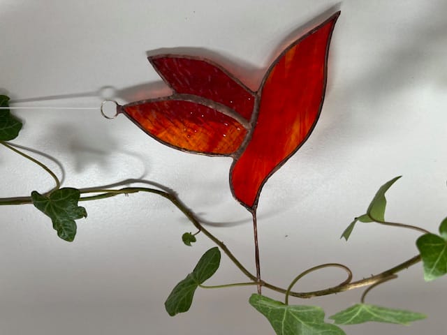 Colibri en vitrail Tiffany - réalisation type de l'atelier